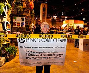 Protest against PNC Bank for financing mountop-removal mining