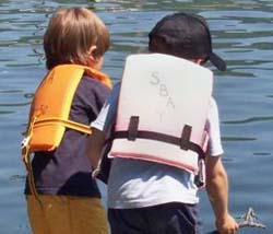 Little kids ready to swim