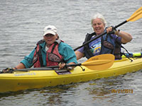 Liseli Haines and Buffy Curtis on the Two Row Wampum paddle